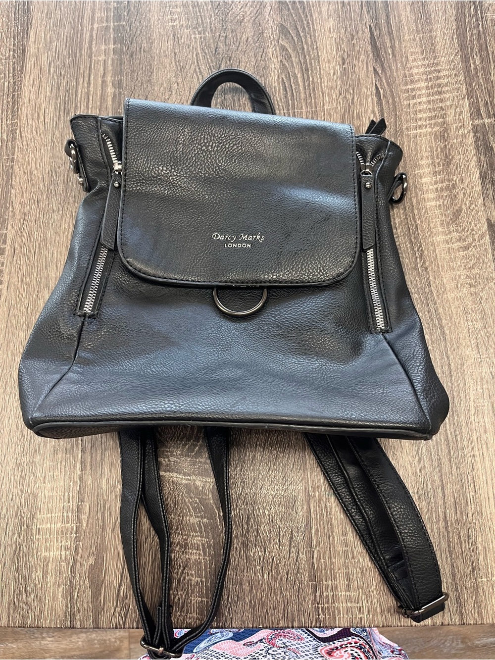 Darcy Marks London Black Pebble Leather Backpack